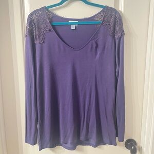 Old Navy Purple Lace Shoulder Top